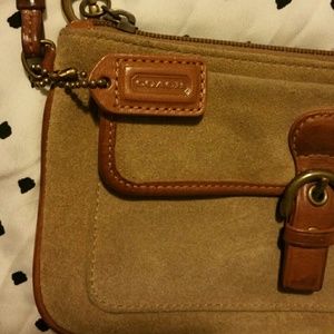 Coach wristlet, soft brown suede.