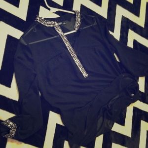 Bling black chiffon top