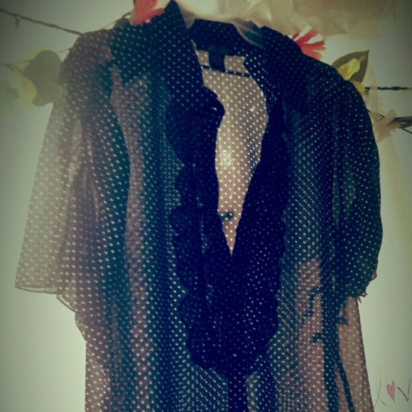 Transparent black polka blouse