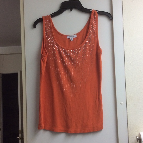 Orange with metal studs Tank Top