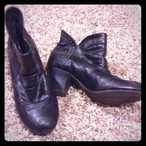 Black short boots with studded detail