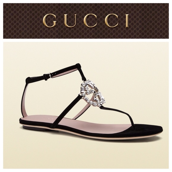 Black Gucci "GG" crystal sandals