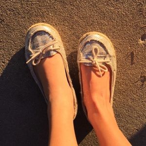 Silver slipper shoes