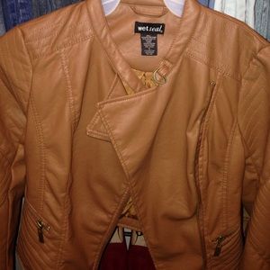 Cognac pleather jacket