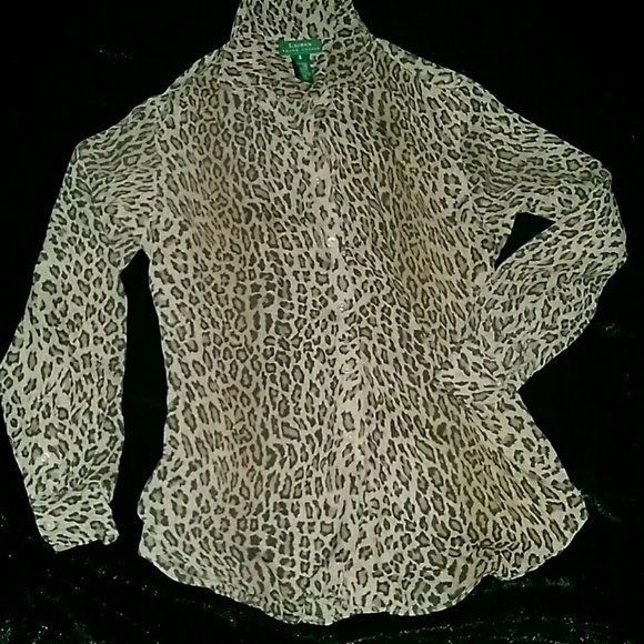 Ralph Lauren Silk Cheetah Print Blouse