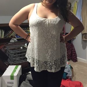 Flowy White Lace Tank