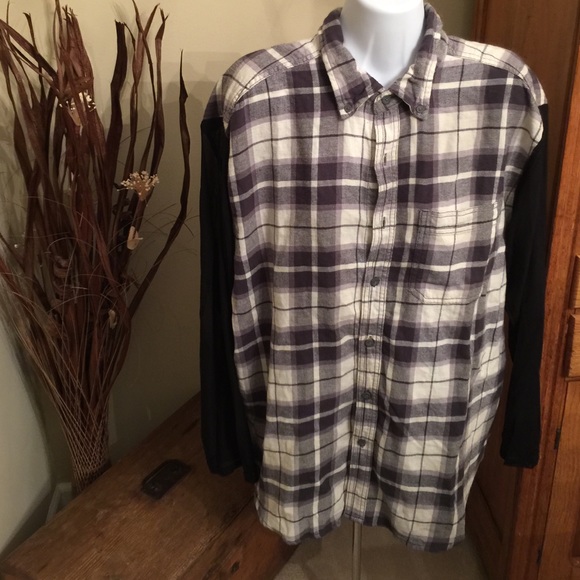 Blk white plaid with sheer back and sleeve o/s