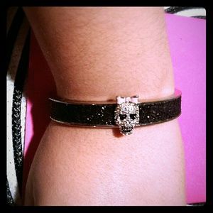 Betsey Johnson Skull Glitter Hinge Bangle