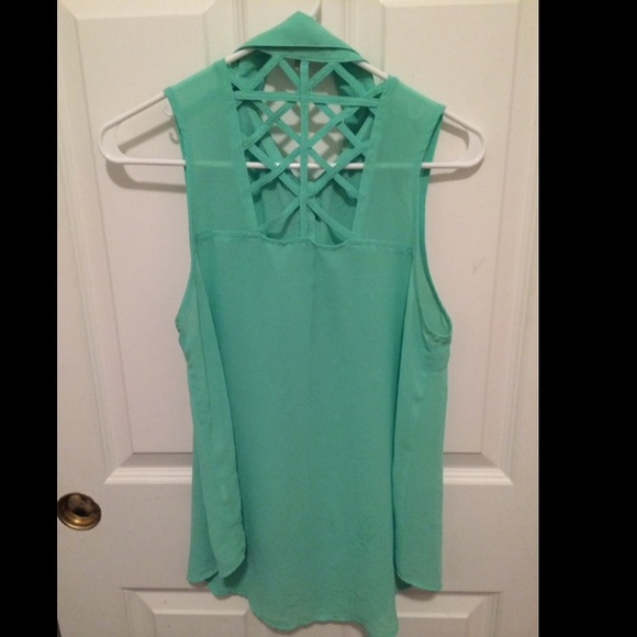 SOLD: Pretty sheer button up top - Picture 2 of 3