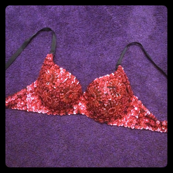 Red Bejeweled  Bra; SOLD IN BUNDLE