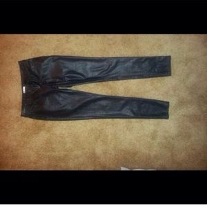 Leather skinny ankle pants