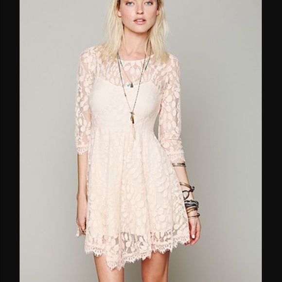 Free People Peach Lace Dress