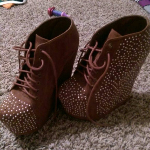 Brown studded booties