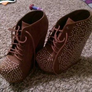 Brown studded booties