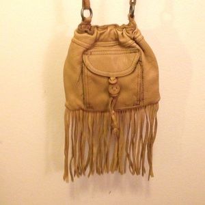 Petite fringe cross body bag 100% cow leather