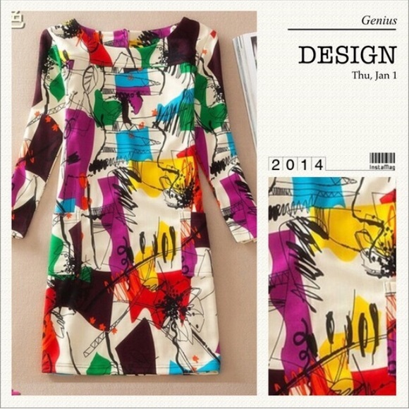 GORGEOUS!🌺️4X HP🌺A-LINE COLORFUL, ARTISTIC DRESS - Picture 2 of 3