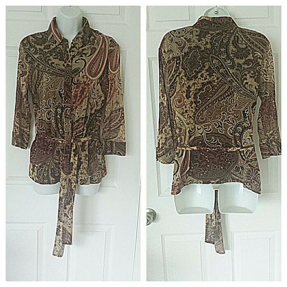 INC Paisley Print Sheer Top