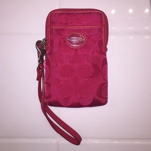 Coach fabric phone and credit card holder