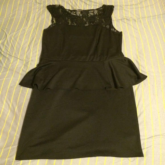 Black Lace Peplum Dress