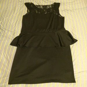 Black Lace Peplum Dress