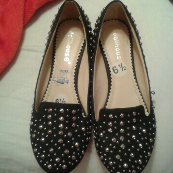Black Rhinestone flats