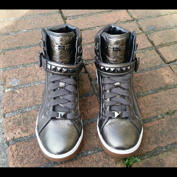 Michael Kors Glam Studded Hightop Crinkled Sneaker