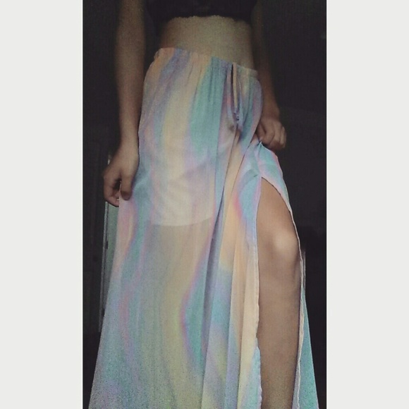 Sheer high waist maxi skirt