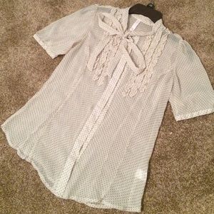 Xhilaration white and black polka dot blouse