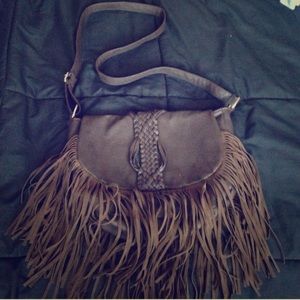 Tillys leather fringe handbag
