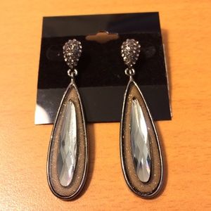 Black crystal year drop earrings