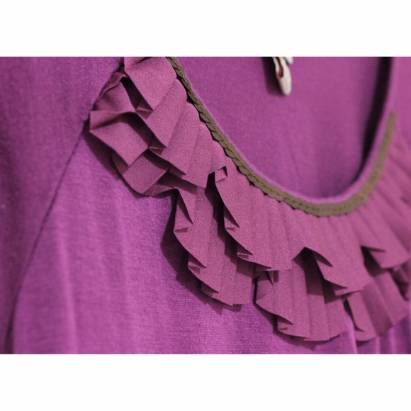 Purple Pleated Ruffle Top - Picture 2 of 3