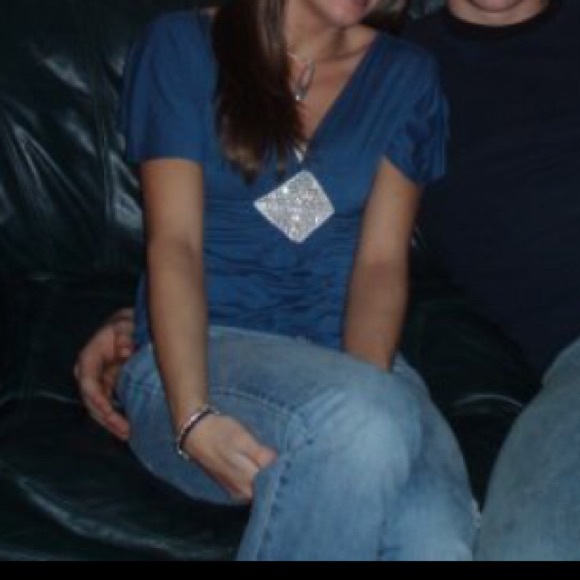 Blue Shirt with Silver Sparkle Embellishment