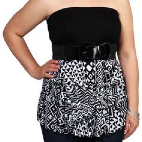 Deb tribal print black and white top