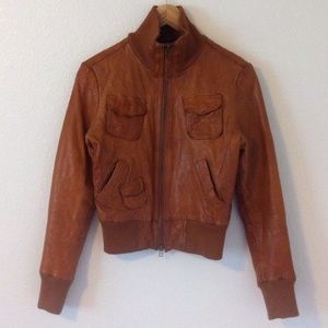 AJ Armani Jeans Brown Leather Jacket