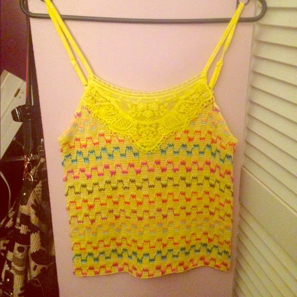 Free people yellow crochet tank top