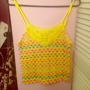 Free people yellow crochet tank top