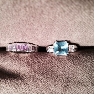 Silver Rings with Purple and Blue Gems
