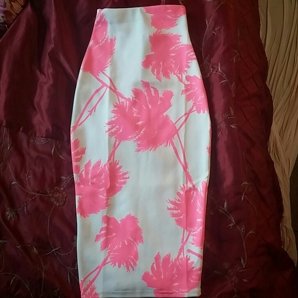 Missguided neon pink midi skirt