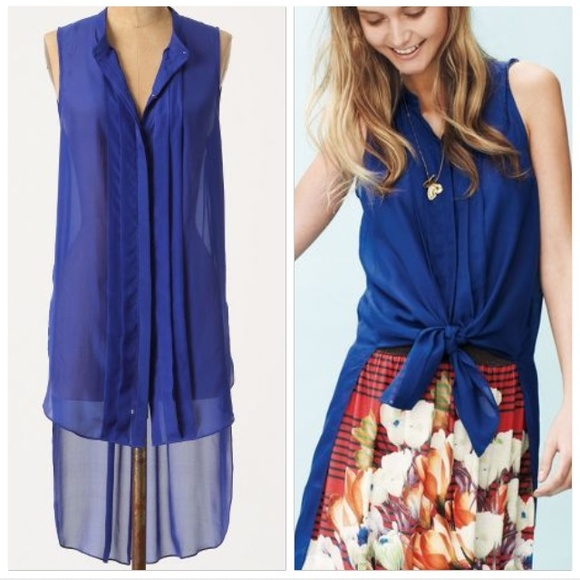 Anthropologie Tops - Anthropologie Asymmetric Silk Buttondown