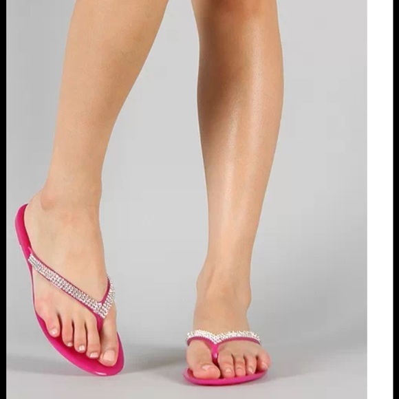 LAST ONE SZ 5 Jelly rhinestone sandals flip flops - Picture 3 of 3
