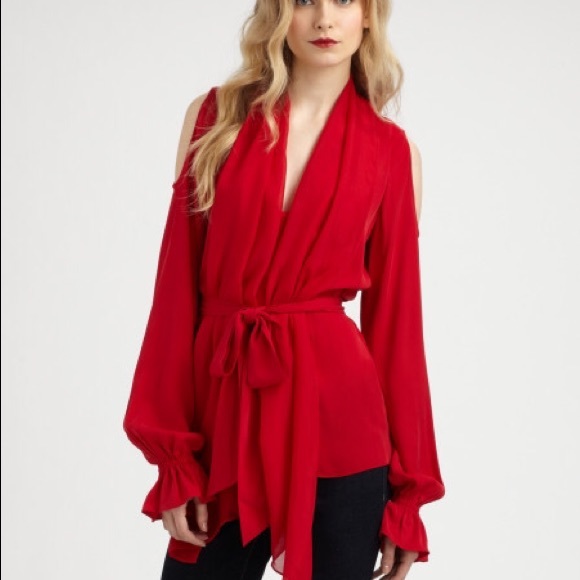 SOLD Beautiful silk scarf blouse.
