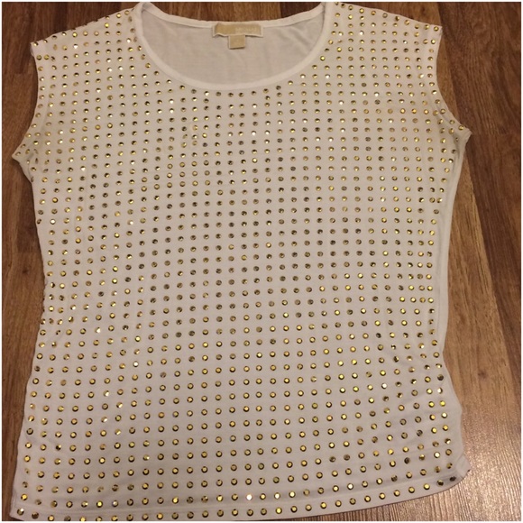 MICHAEL Michael Kors Tops - White top with gold studs