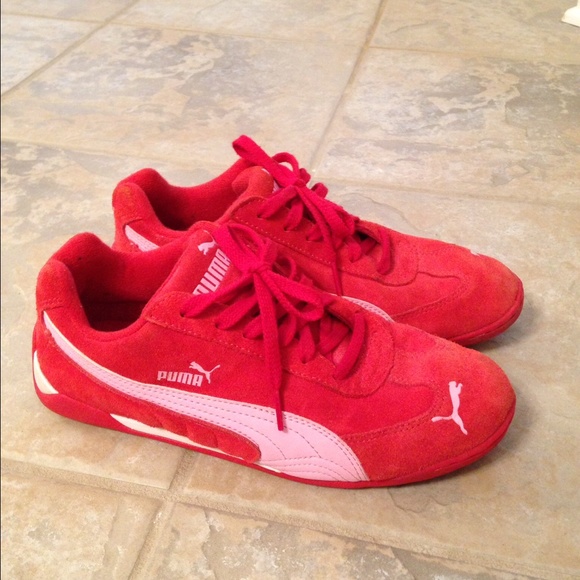 Womens red suede pumas size 8