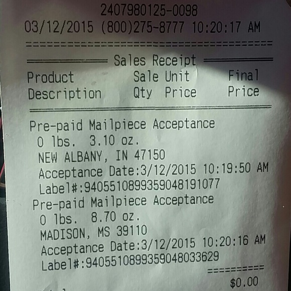 Proof of shipment