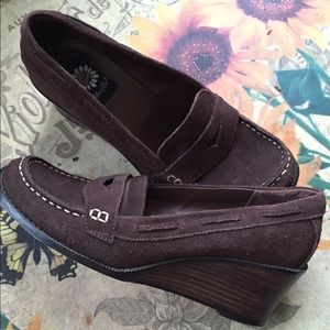 YellowBox chocolate brown suede wedge. Size 8