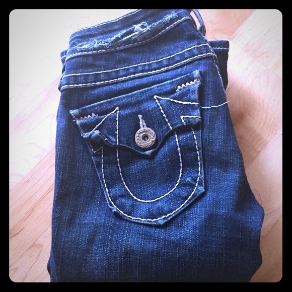 True Religion dark wash flare/boot cut denim
