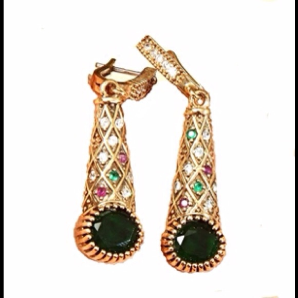 Turkish Emerald Ruby 925k Sterling Silver Earrings