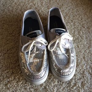 Silver Sequin Sperry