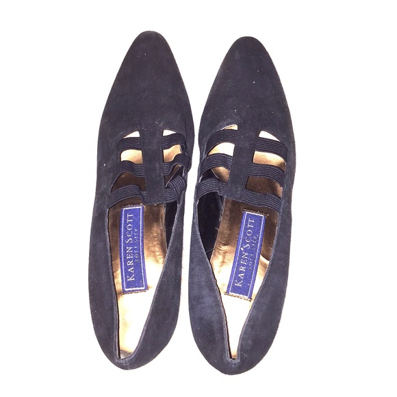 Black swede low heel
