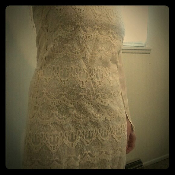 White Lace Mini Dress Long Sleeve